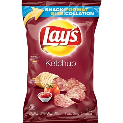 Lay's Lays Ketchup Chips, Case 32x60.0 g, $1.82/100g