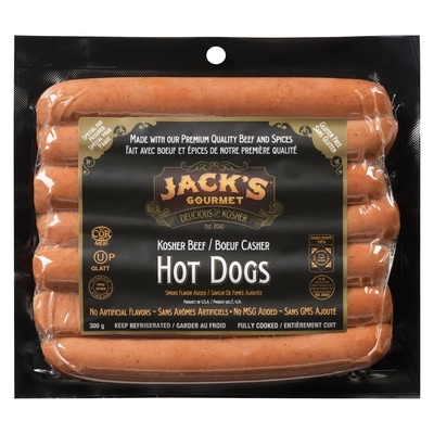 Jack's Gourmet Hot Dogs Kosher Beef 340 g, $4.70/100g