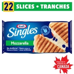 Kraft Tranches de fromage fondu mozzarella singles, 22 tranches 410 g, 1,53 $/100g
