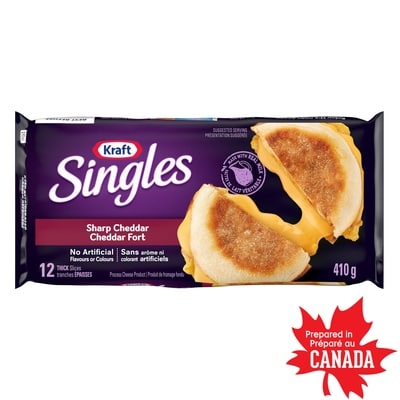 Kraft Singles Sharp Cheddar Extra Thick Slices 410 g, $1.58/100g