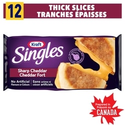 Kraft Singles Sharp Cheddar Extra Thick Slices 410 g, $1.83/100g