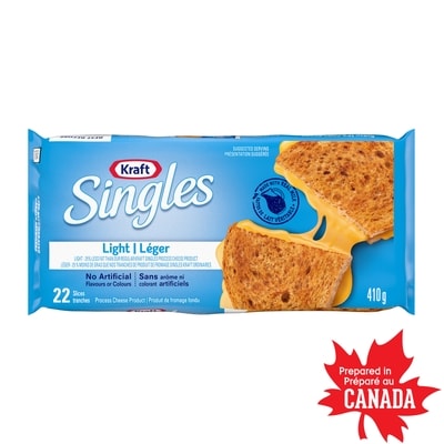 Kraft Tranches de fromage singles original légère 410 g, 1,53 $/100g