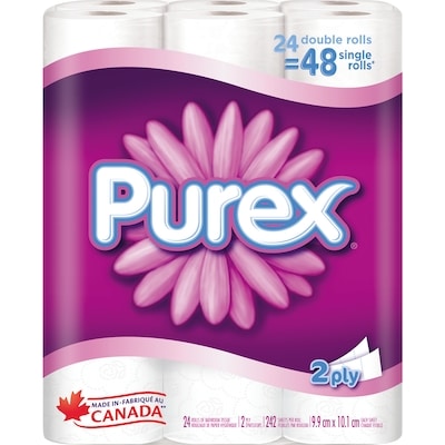 Purex Papier hygiénique doux et épais, 24 roul. doubles = 48 roul. simples 24 ea, 0,58 $/1ch