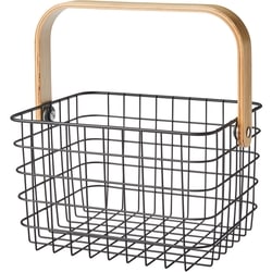 Life at Home Metal Storage with Handle, Metal and Wood, Black 1 ea, $25.00/1ea