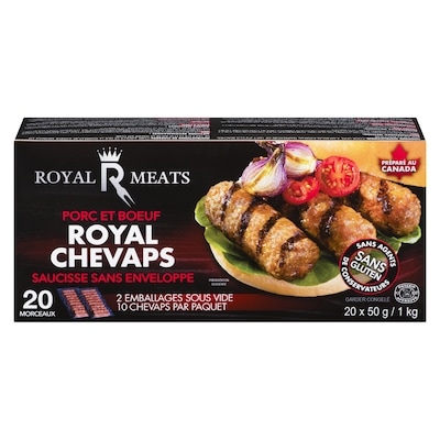 Royal Meats Saucisse sans boyaux au porc et au bœuf, cevapi royaux 1 kg, 1,80 $/100g