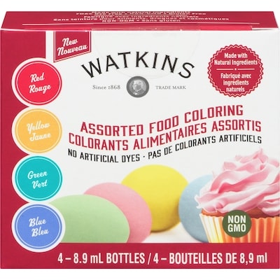 J.R. Watkins Colorant alimentaire varié, 4 couleurs  1 ea, 12,99 $/1ch