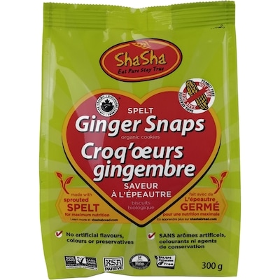 Sha Sha Organic Spelt Ginger Snaps 300x300.0 g, $2.50/100g