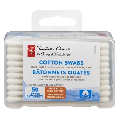 President's Choice Travel Cotton Swabs 50Ct   50 ea, $0.04/1ea