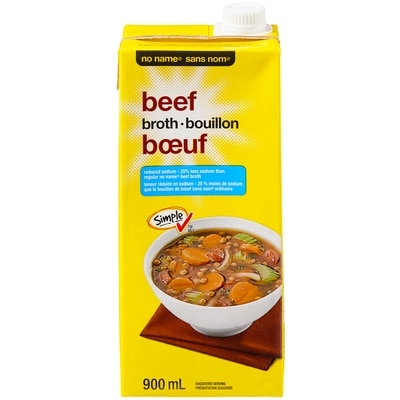 Sans Nom Bouillon de bœuf à teneur réduite en sodium 900 ml, 0,21 $/100ml