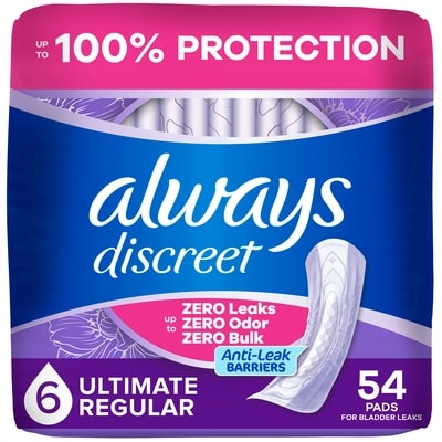 Always Medium Adult Incontinence, Heavy Pad 54 ea, $0.72/1ea