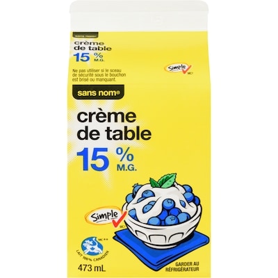 Sans Nom Crème 15 % 473 ml, 0,85 $/100ml
