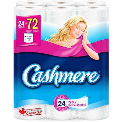 Cashmere Soft & Thick Toilet Paper, 24 Triple Rolls = 72 Single Rolls 24 ea, $0.88/1ea