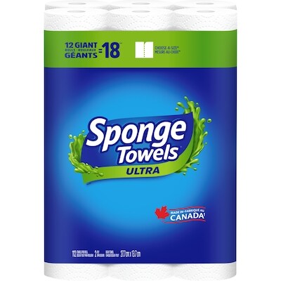 SpongeTowels Ultra Paper Towel, 12 Giant Rolls=18 Rolls 12x12.0 ea, $2.42/1ea