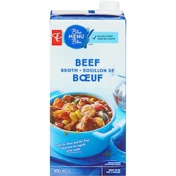 PC Blue Menu Beef Broth 900 ml, $0.28/100ml