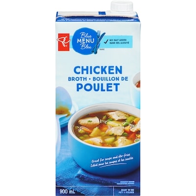 PC Blue Menu Chicken Broth 900 ml, $0.28/100ml