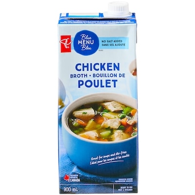 PC Menu Bleu Bouillon de poulet 900 ml, 0,28 $/100ml