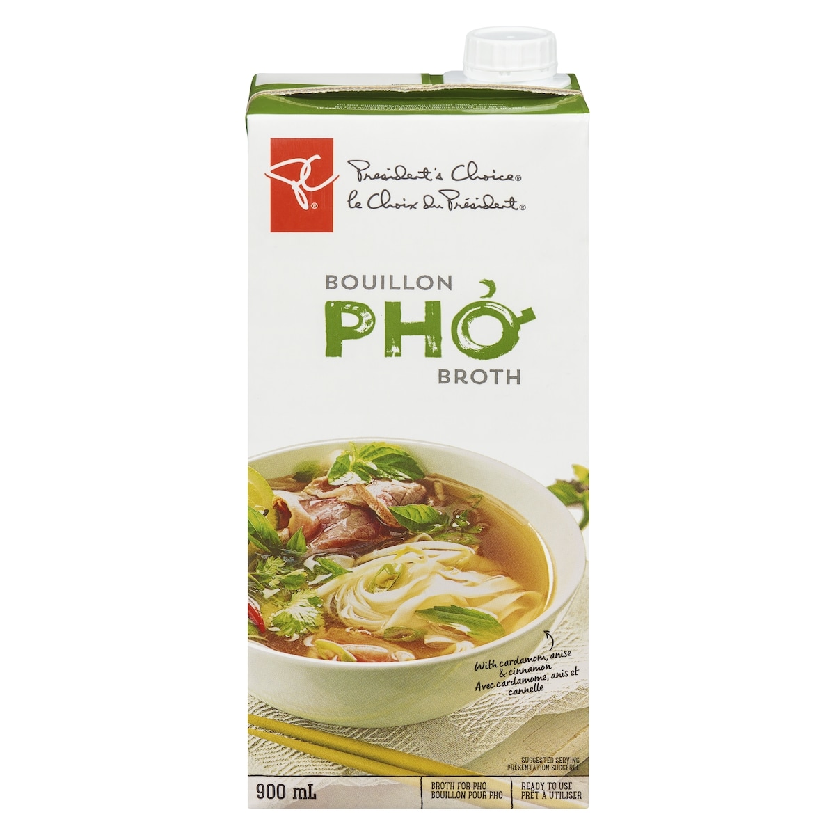President's Choice Pho Broth 900 ml, $0.28/100ml