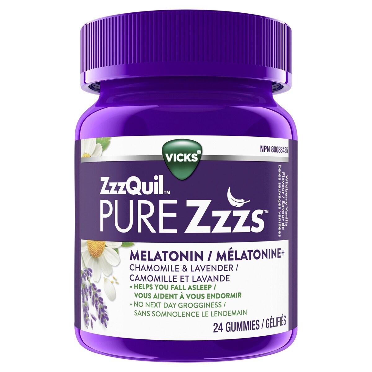 Vicks Gélatines PureZzz ZzzQuil, 24 gélules/bouteille, 12 bouteilles/caisse 24 ea, 0,58 $/1ch