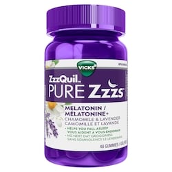 Vicks Aide-sommeil à base de mélatonine ZzzQuil, 48 comprimés gélifiés 48 ea, 0,36 $/1ch