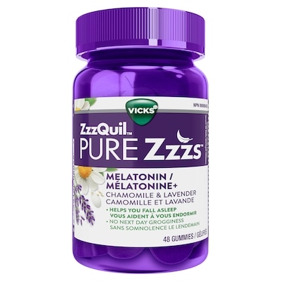 Vicks Aide-sommeil à base de mélatonine ZzzQuil, 48 comprimés gélifiés 48 ea, 0,40 $/1ch