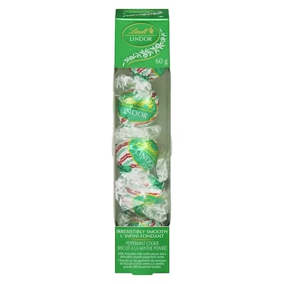 Lindt Chocolat au lait agrémenté de morceaux de biscuits et d'un centre à la menthe poivrée délicieusement fondant biscuit à la menthe poivrée 60 g, 8,32 $/100g