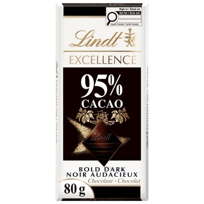 Lindt EXCELLENCE Barre de chocolat noir à 95 % de cacao 80 g, 8,74 $/100g