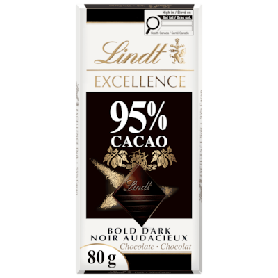Lindt EXCELLENCE Barre de chocolat noir à 95 % de cacao 80 g, 7,49 $/100g
