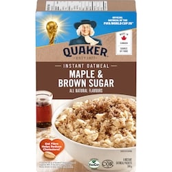 Quaker Maple & Brown Sugar Flavour Instant Oatmeal - 344 g | No
