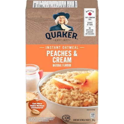 Quaker Peaches & Cream Flavour Instant Oatmeal 264 g, $1.81/100g