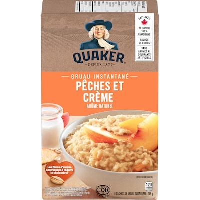 Quaker Gruau instantané Saveur Pêches et crème 264 g, 1,81 $/100g
