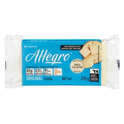 Allegro Fromage affiné à pate ferme blanc 9% M.G. Allégro 270 g, 3,33 $/100g