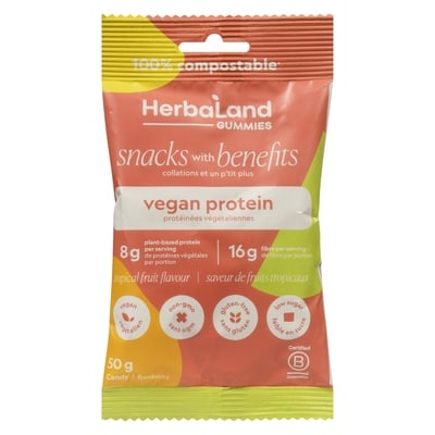 Herbaland Naturals Inc. Gelées protéinées, fruits fantastiques 50 g, 8,58 $/100g