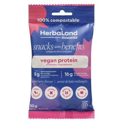 Herbaland Naturals Inc. Gelées protéinées, baies sauvages 50 g, 8,58 $/100g