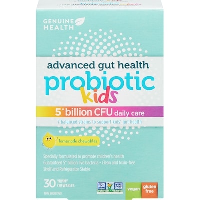 Genuine Health Advanced Gut Health Probiotic Kids 5 Billion Cfu Daily Care Lemonade Chewables 30 ea, $1.03/1ea