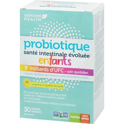 santé intestinale évoluée probiotique pour enfants, saveur de limonade, 5 milliards d'UFC
