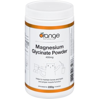 Orange Naturals Magnesium Glycinate Powder 400 Mg 220 g, $18.18/100g