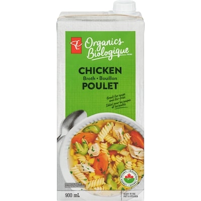 PC Organics Chicken Broth 900 ml, $0.28/100ml