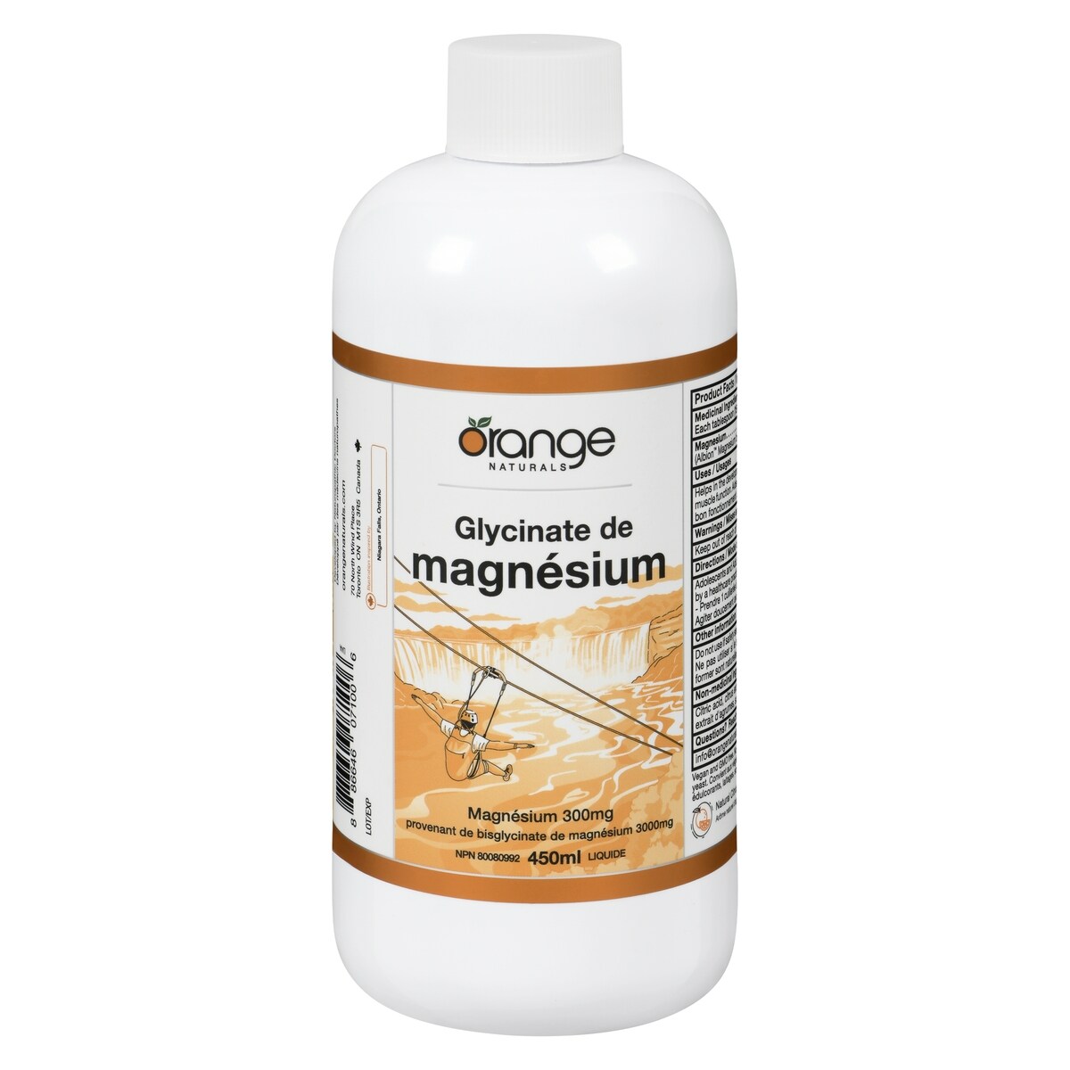 Orange Naturals Glycinate de magnésium liquide 450 ml, 6,66 $/100ml