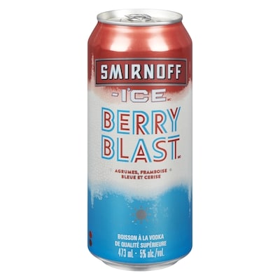 Smirnoff Ice Ice berry blast boisson à la vodka de qualité supérieure agrumes, framboise bleue et cerise (Pièce d’identité requise au moment du ramassage) 473 ml, 0,69 $/100ml