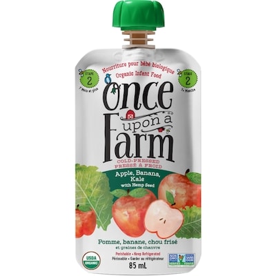Once Upon a Farm Pomme, banane, chou frise et graines de chanvre 85 ml, 4,69 $/100ml