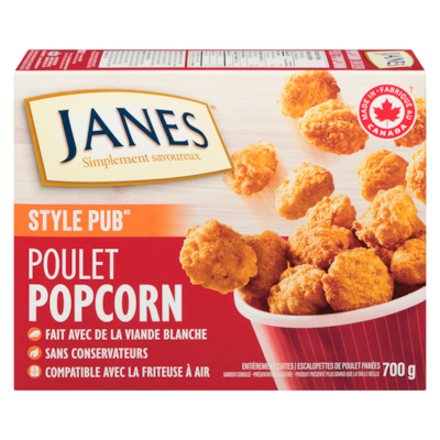Janes Burgers popcorn, entièrement cuits 700 g, 1,86 $/100g