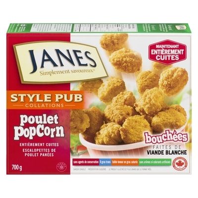 Janes Burgers popcorn, entièrement cuits 700 g, 2,00 $/100g