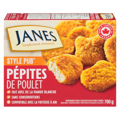 Janes Pépites de poulet style pub, entièrement cuites 700 g, 1,86 $/100g