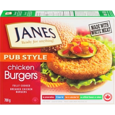 Janes Pub Style Chicken Burger, Fully Cooked 700 g, $2.00/100g