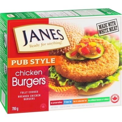Pub Style Chicken Burger, Fully Cooked