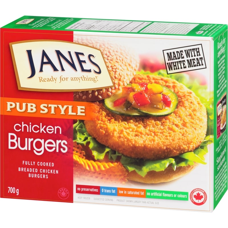 Pub Style Chicken Burger, Fully Cooked