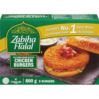 Zabiha Halal Breaded Chicken Burgers 800 g, $1.63/100g