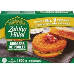 Zabiha Halal Burgers de poulet panés 800 g, 1,25 $/100g