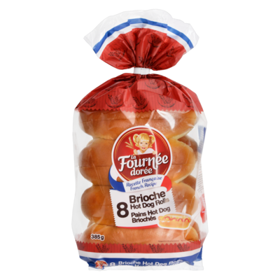 LA FOURNEE DOREE Brioche Hot Dog Rolls 385 g, $1.50/100g