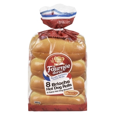 LA FOURNEE DOREE Brioche Hot Dog Rolls 385 g, $1.30/100g